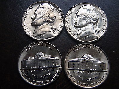 LOT OF 2~1956 P&D~JEFFERSON NICKELS~ BU~NICE 