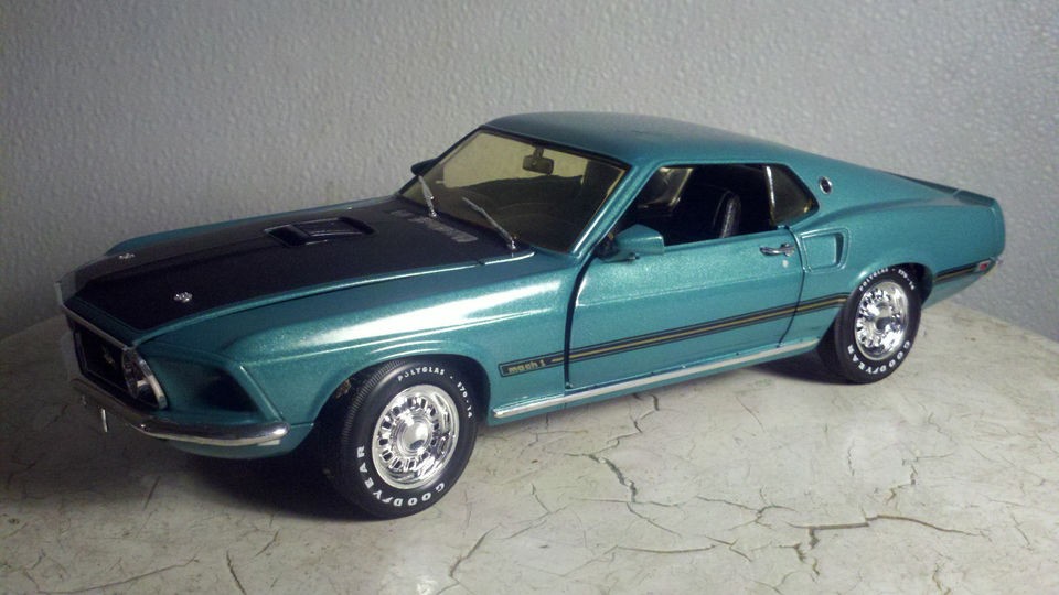 Ertl American Muscle 1969 Mustang Mach 1 Aqua Green 118 DieCast Metal 