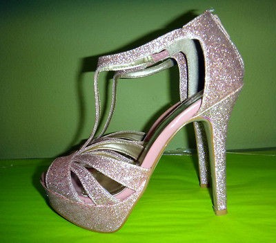 SEXY WOMEN SOFT PINK GLITTER STILETTO CLUB WEAR DRESSY HIGH HEEL 