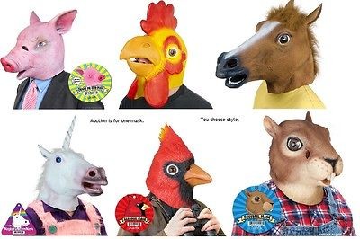 Horse Unicorn Squirrel Cardinal Rubber Costume Mask Head Theatre Prop 