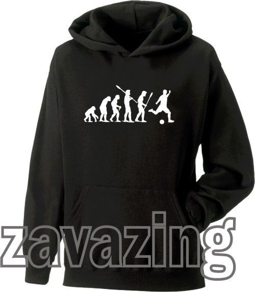 EVOLUTION OF MAN FOOTBALL BLACK HOODIE HOODY SOCCER SPORTS ARSENAL MAN 