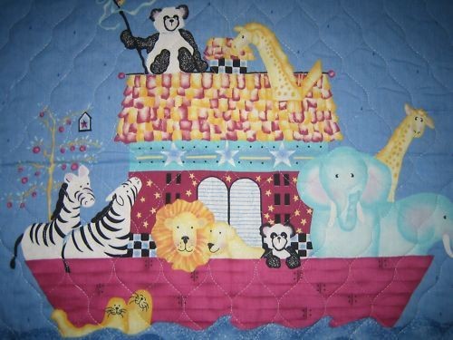 NOAHS ARK double sided cotton fabric PANEL