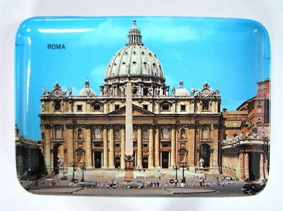 VINTAGE MELAMINE ITALIAN ASHTRAY ROME ITALY ST. PETERS BASILICA 