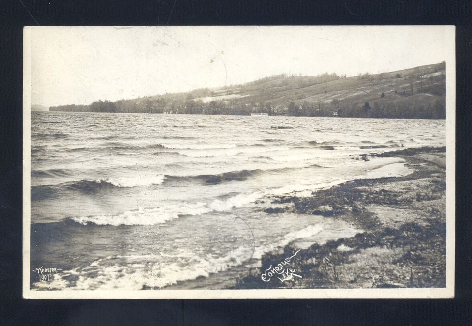 RPPC CONESUS LAKE AVON NEW YORK 1907 WEBSTER VINTAGE ANTIQUE REAL 