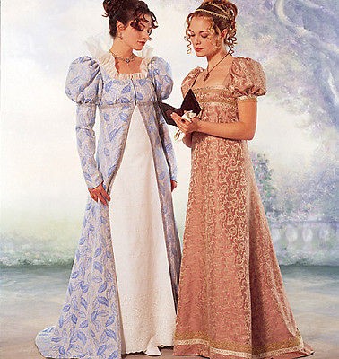 REGENCY ERA JANE AUSTEN DRESS LONG COAT COSTUME SEWING PATTERN 6 8 10