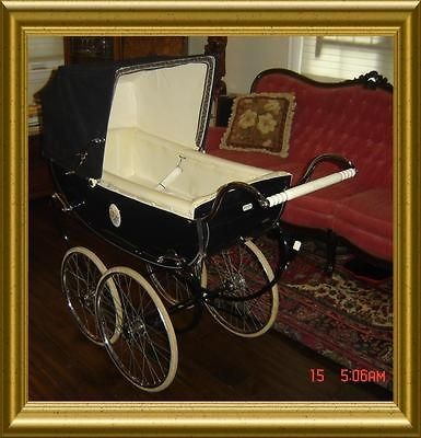   ENGLAND C. 1950S STUNNING SILVER CROSS WINCHESTER PRAM CARRIAGE RARE