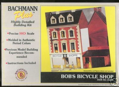 BACHMAN PLUS HO PLASTIC KIT BOBS BICYCLE SHOP #35123