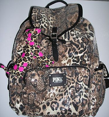 VICTORIAS SECRET PINK BLING BACKPACK LEOPARD NEW IN STOCK SEQUINS 