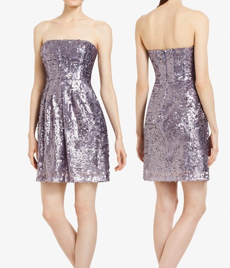 BCBG MAX AZRIA CAROL STRAPLESS SEQUINED DRESS in Lilac Mist