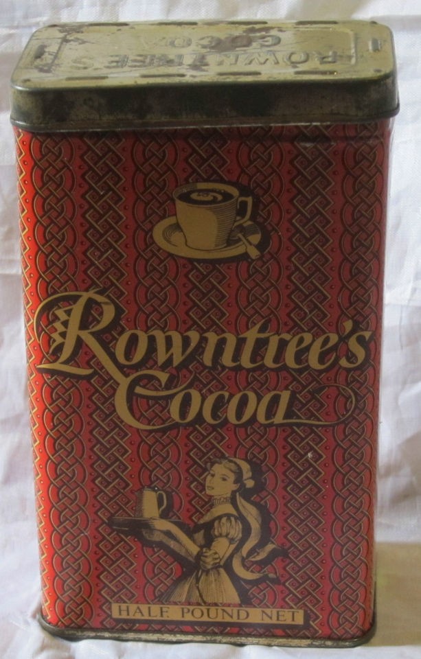 Rowntrees Cocoa Tin with lid~Rowntree & Company UK~circa 1960s~FREE 