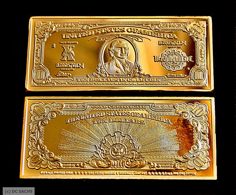   10 HILLEGAS .999 PURE 24K GOLD LAYERED BULLION BAR CHRISTMAS GIFT