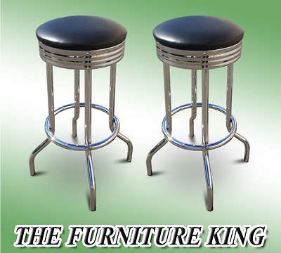   VINYL SEAT CUSHION CHROME FINISH METAL SWIVEL BAR STOOLS RV BOAT USE