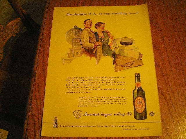 1943 Ballantines Ale Large Ad Delivery of Wringer Washer Laundry 