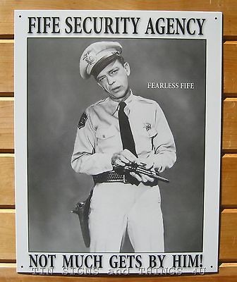 Barney Fife Security TIN SIGN metal poster decor funny bar garage gun 