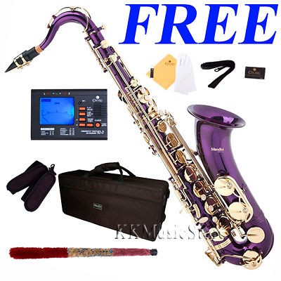 NEW PRO LEVEL PURPLE TENOR SAXOPHONE+TUNE​R+10 REED