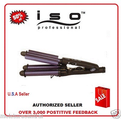 ISO BEAUTY PRO TRIPLE BARREL WAVER CERAMIC TOURMALINE CURLING IRON 