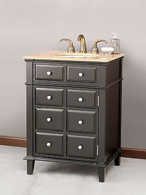 26 Traditional Single Sink Bathroom Vanity Cabinet Black Galaxy 