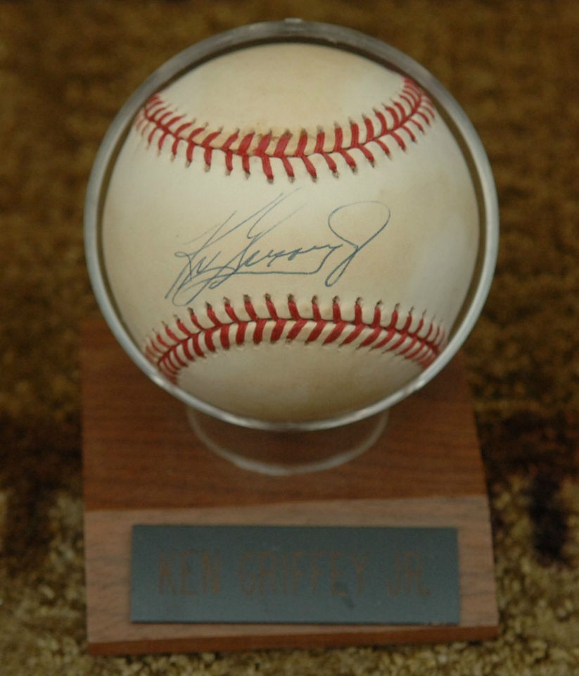   Jr. Signed Autographed Baseball With Name Plaque And Wooden Stand