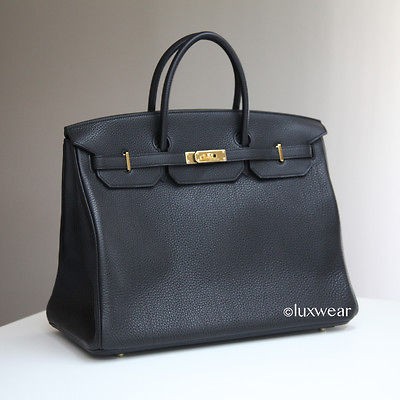 Black Clemence & Gold 40cm HERMES BIRKIN BAG