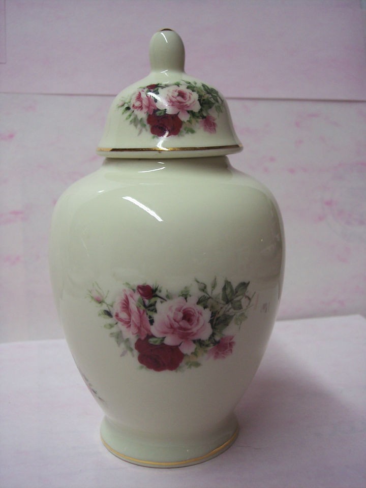 Formalities Ginger Jar by Baum Bros. Roses & Gold Trim Decor