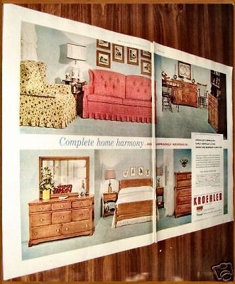 1957 KROEHLER Early Amer FURNITURE AD~Dining Rm~Bedroom