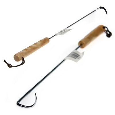 Grill Meat Steak Hooks 18 Inch Metal Flipper with Wooden Handle BBQ 