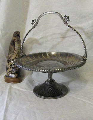   Swirled Meriden Compote Brides Basket, Quadruple Silver Plate