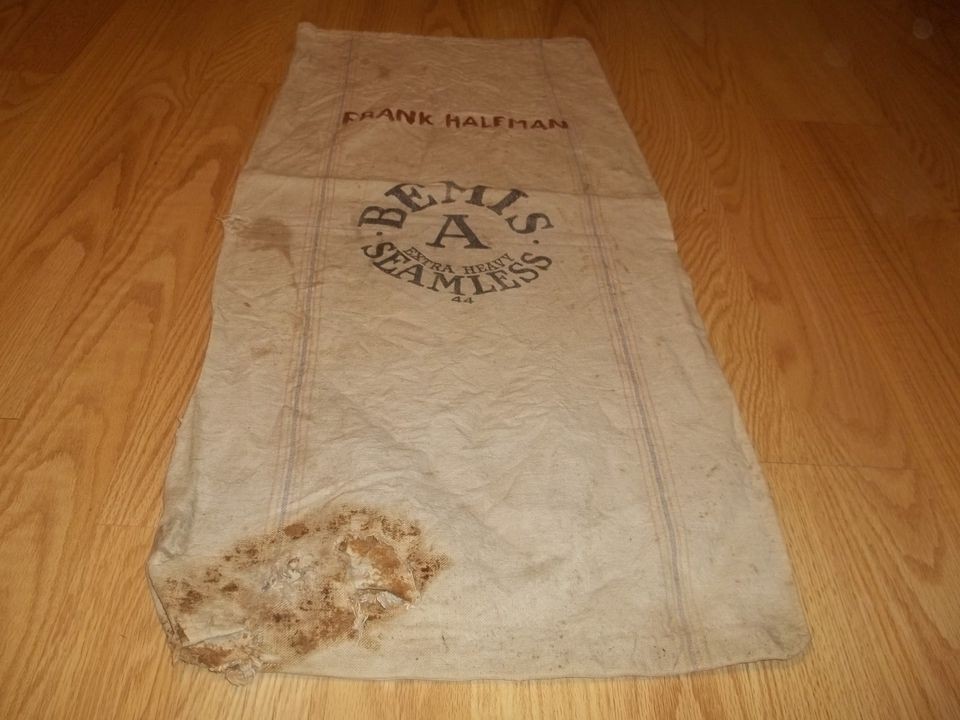 Vintage Frank Halfman Bemis A Extra Heavy Seamless Feed Seed Sack good 