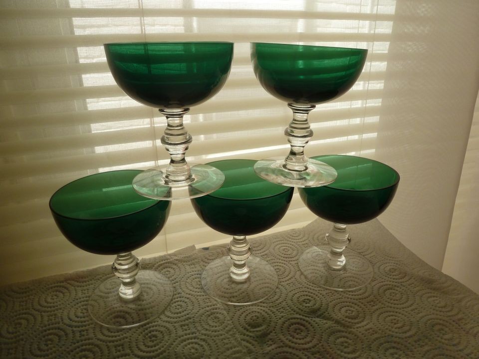 Tiffin Killarney 2 Champagne/sherbert Vintage Green Crystal hand blown 