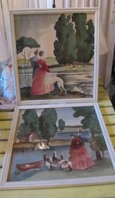 Vintage Bernard NY Greyhound Dog * Water Colour Like Paintings