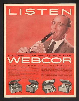 1957 Benny Goodman Webcor Fonograf Player Vtg. Print Ad