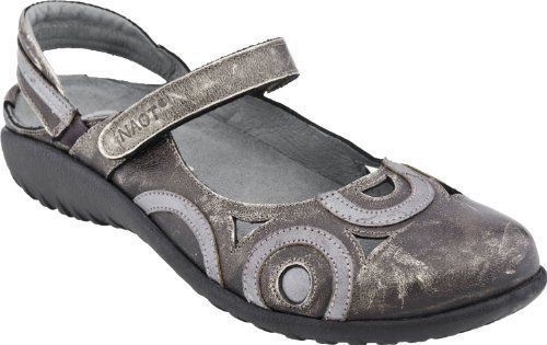 Naot Womens Rongo Slingback Mary Jane Sandals Mirror Metal Gray 