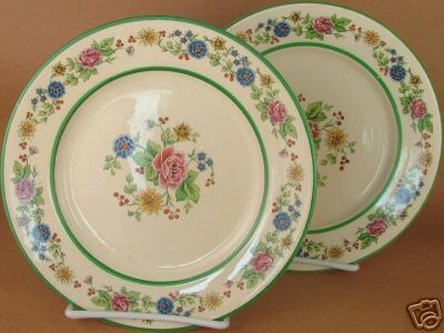 Swinnertons Hampton Ivory Salad Plates Floral Green