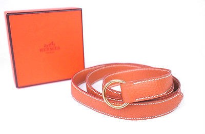 Authentic HERMES Taurillon Clemence Waist Belt Shoulder Hand Bag Strap 