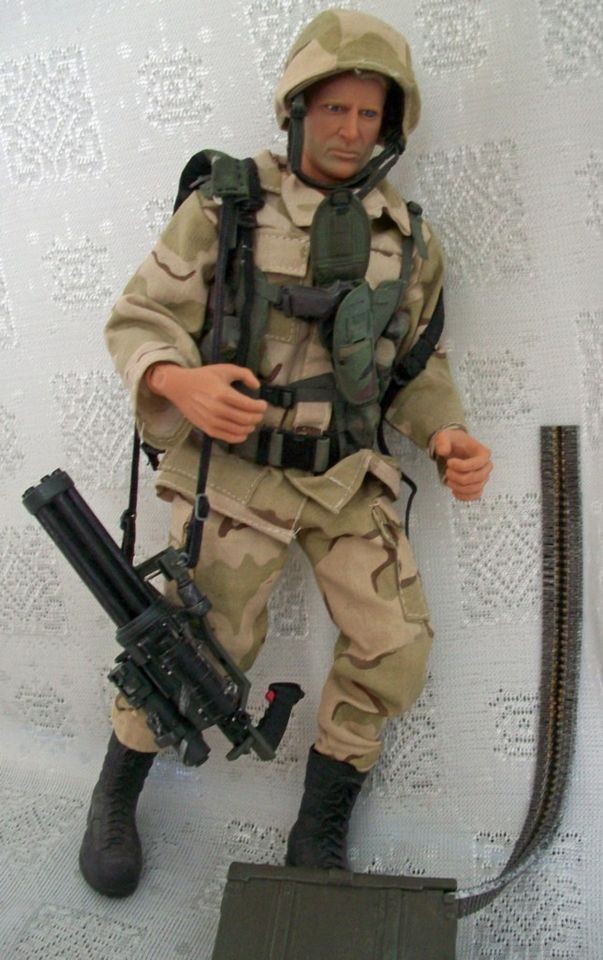 Blonde/Blue Eyed GI Joe Doll   w/6 Barrel Machine Gun & More