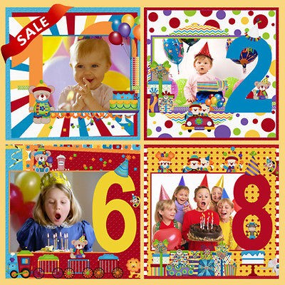 BIRTHDAY Digital Photo Frame Templates Photobook Girl Boy Party 