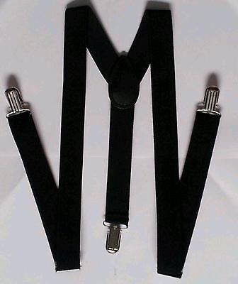 Mens Braces Y Back Heavy Duty Black Elastic Brand New