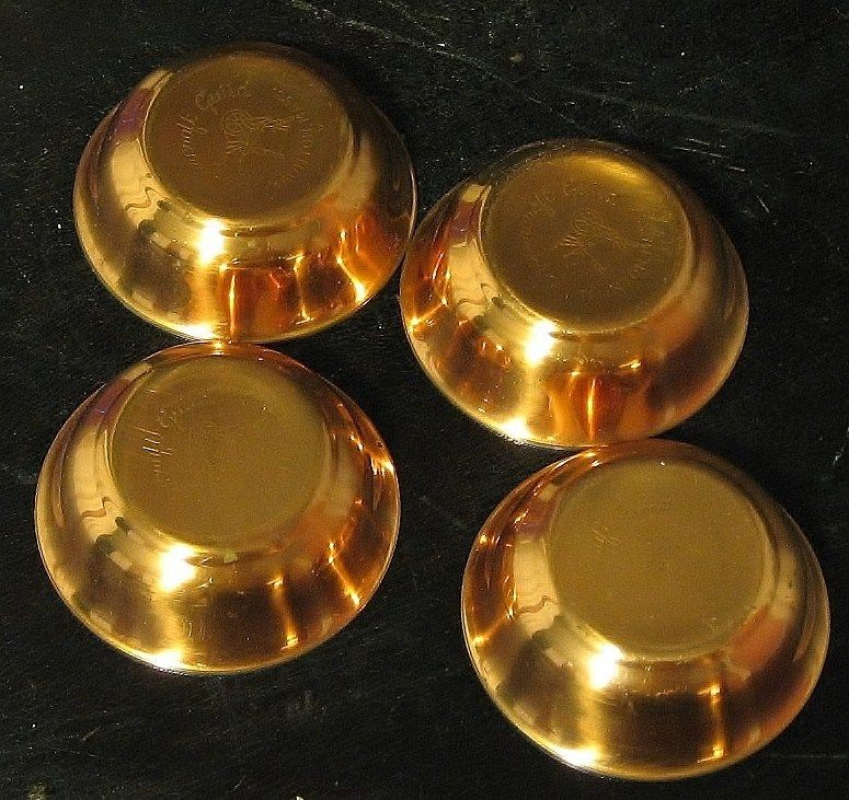 FOUR VINTAGE COPPER MINI CUPS   COPPERCRAFT GUILD OF TAUNTON, MASS