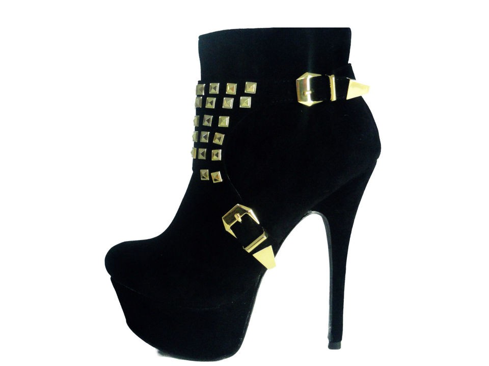 Black and Gold Studded Platform Alba Joy Bootie