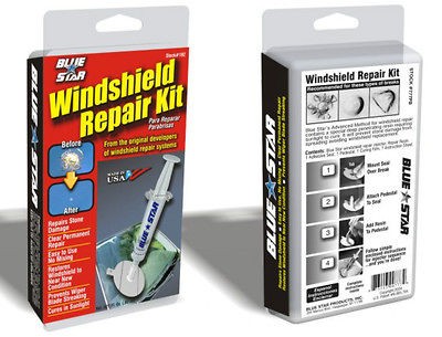 BLUE STAR DIY WINDSHIELD GLASS REPAIR KIT FOR STONE DAMAGE / CHIP 