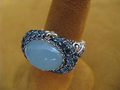 BARBARA BIXBY CHALCEDONY TOPAZ RING SIZE 7 SS 18K