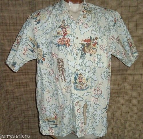 AFTCO BLUEWATER WEAR HAWAIIAN SCENES SHIRT X LARGE