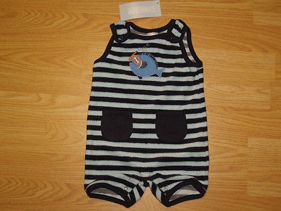 NWT GYMBOREE Blowfish Striped Tank Terry Cloth Romper Size 3 6 Mo