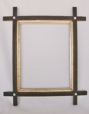 Vintage Victorian WALNUT and LEMON GOLD Button Picture FRAME