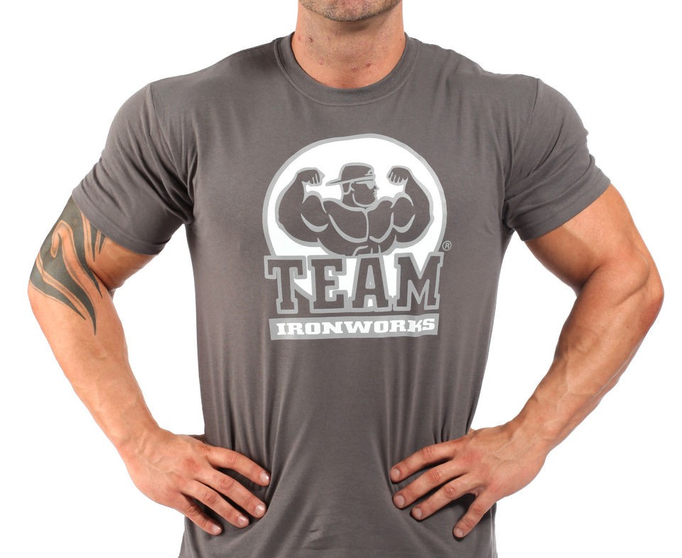 CHARCOAL BODYBUILDING T SHIRT WORKOUT GYM CLOTHING