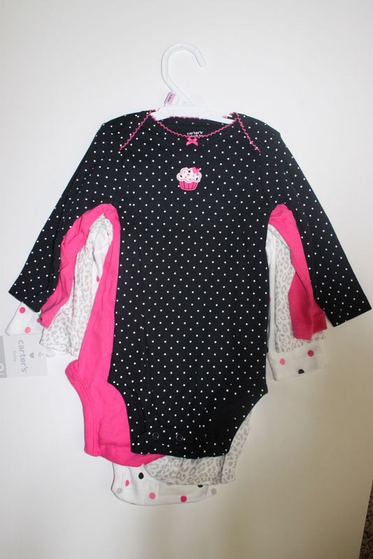   Pack Long Sleeve Cupcake Bodysuits 3 6 9 12 18 24 Months Girls