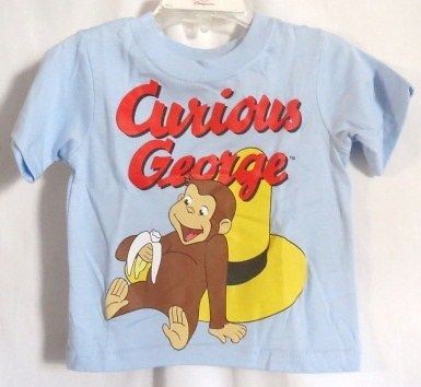 BOYS 6M 9M WILD BLUE CURIOUS GEORGE BROWN MONKEY SHIRT NWT ~ TCP