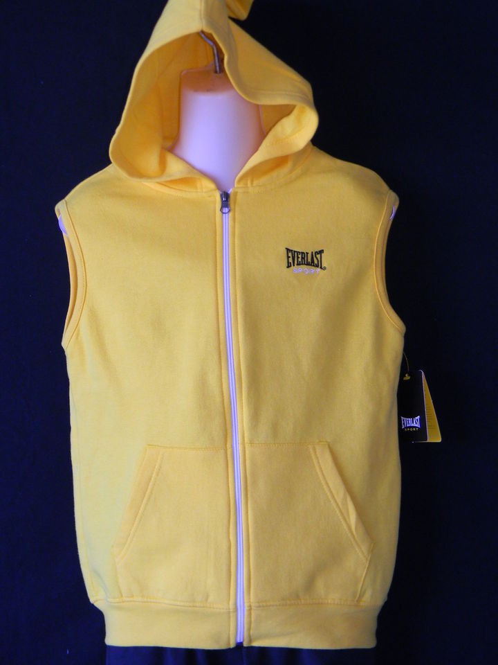 Everlast Sleeveless Hoodie Full Zipper Youth Size Yellow Tags New 