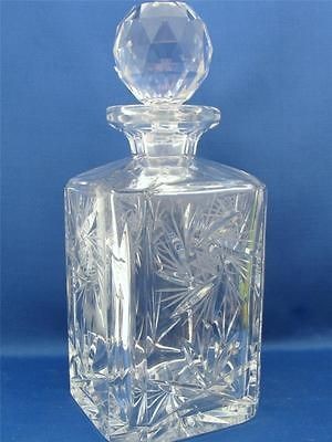 CUT GLASS CRYSTAL PINWHEEL SQUARE DECANTER Square Whisky Wine Brandy