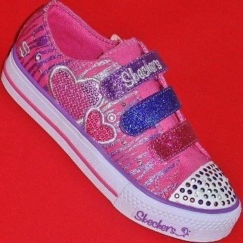 NEW Girls Youths SKECHERS TRIPLE TIME Pink/Purple Twinkle Toes 